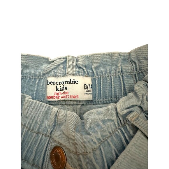 Abercrombie Kids High Rise Paper Bag Waist Denim Shorts Size 13-14 - Picture 3 of 3